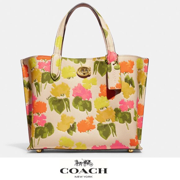🌸🌿 Coach Willow Tote 24 With Floral Print - Picture 1 of 14